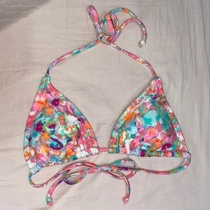 pink tie-dye triangle bikini top